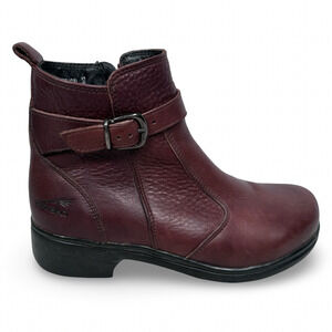 Dansko Cagney Ankle Boots Women’s 37 US 6.5 Brown Leather Side Zip Buckle Detail